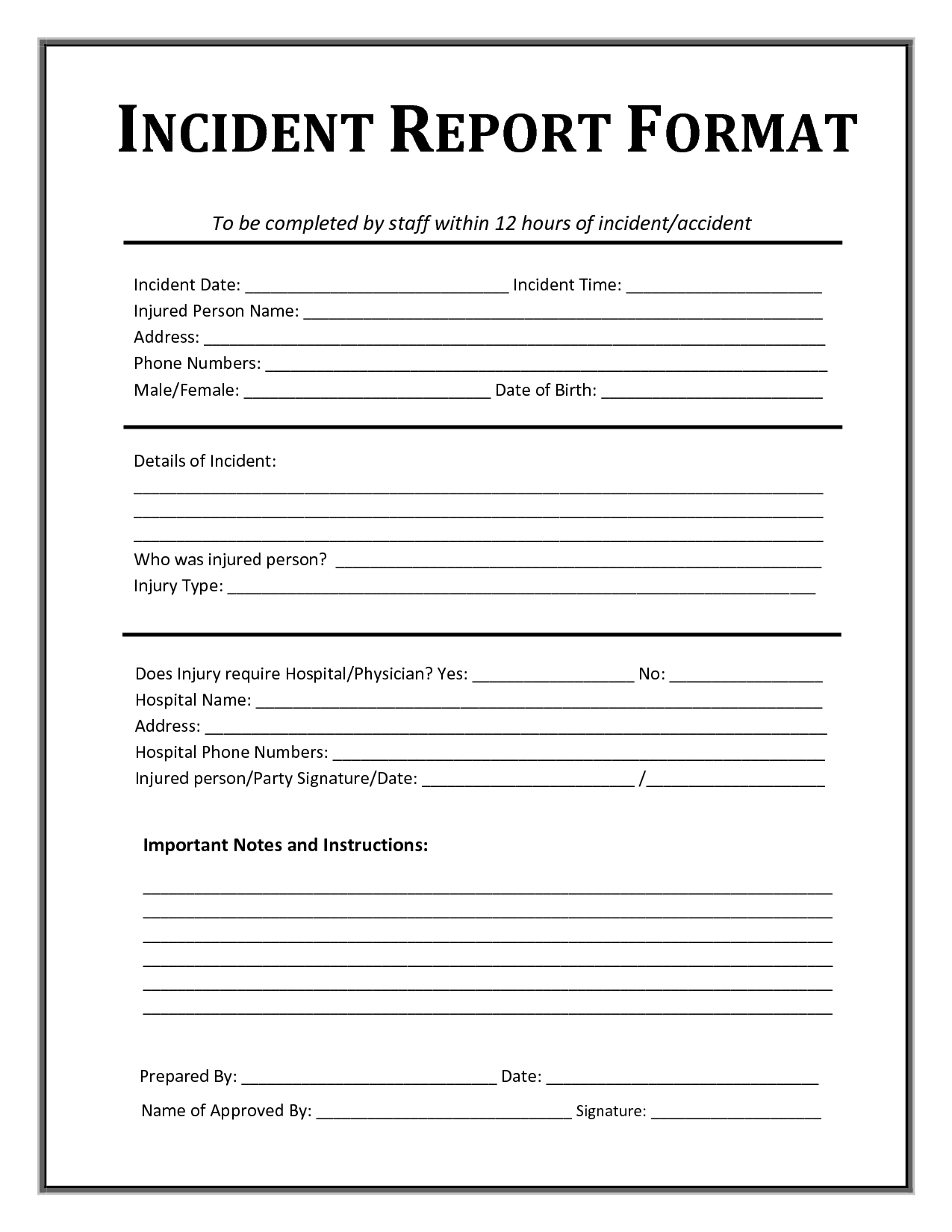 Incident Report Form Template After School Sign In Incident 