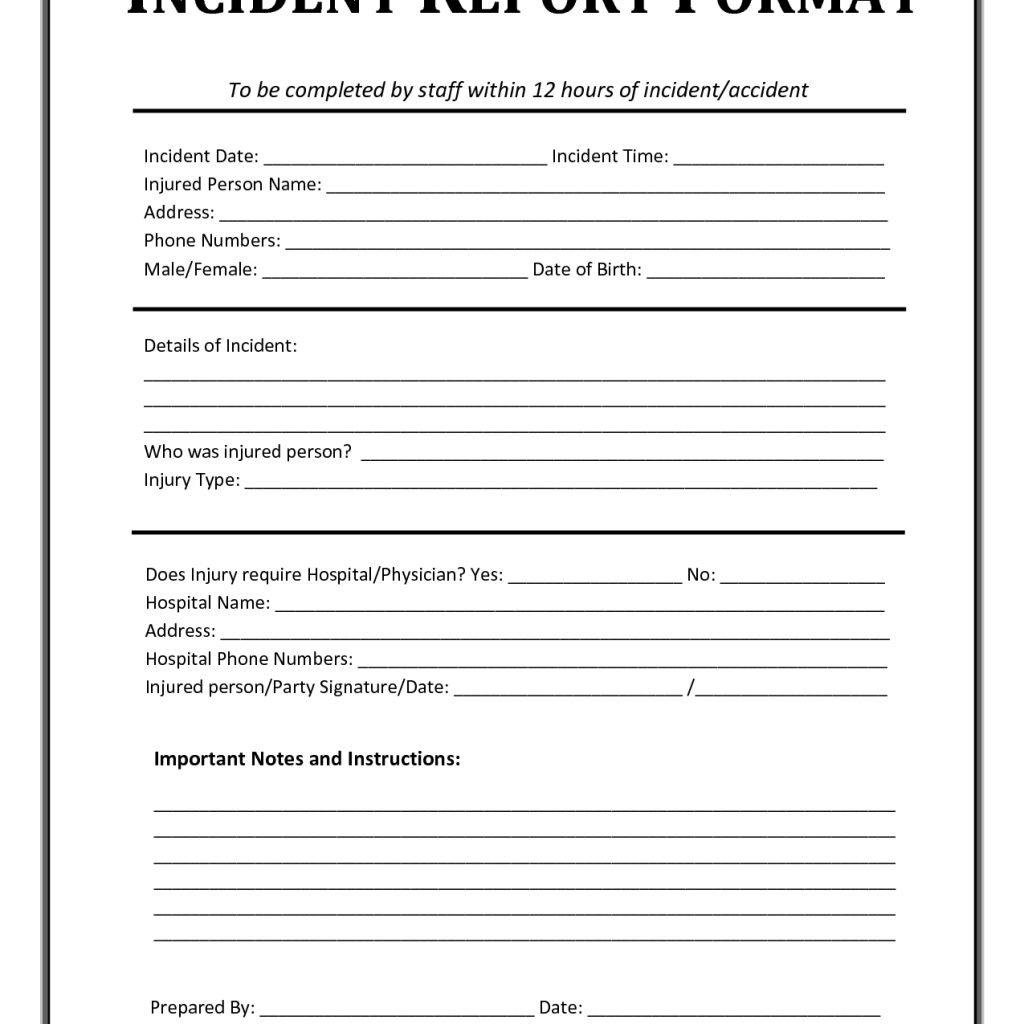 Incident Report Form Template After School Sign In Incident