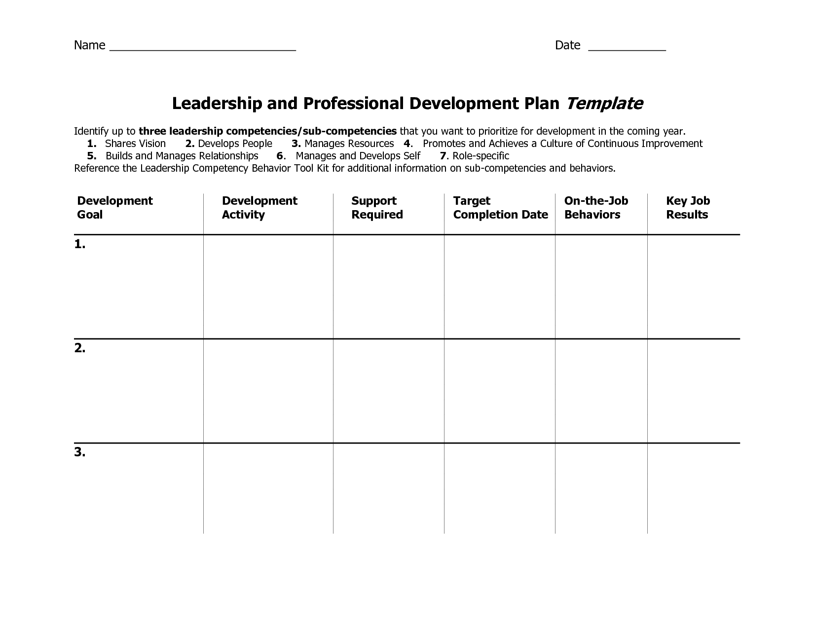 Individual Development Plan Template Word Google Search 