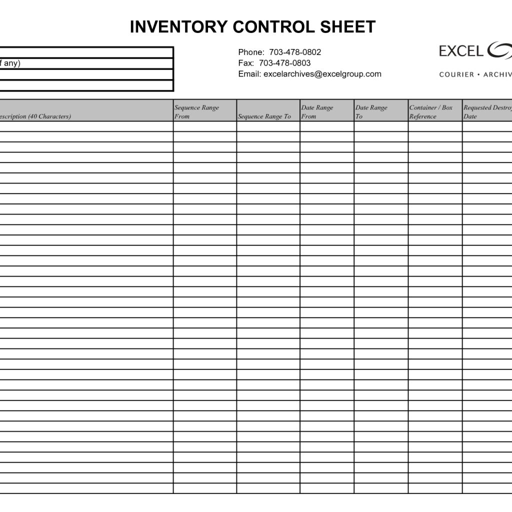 Inventory Control Sheets Free Download Underbergdorfbibco