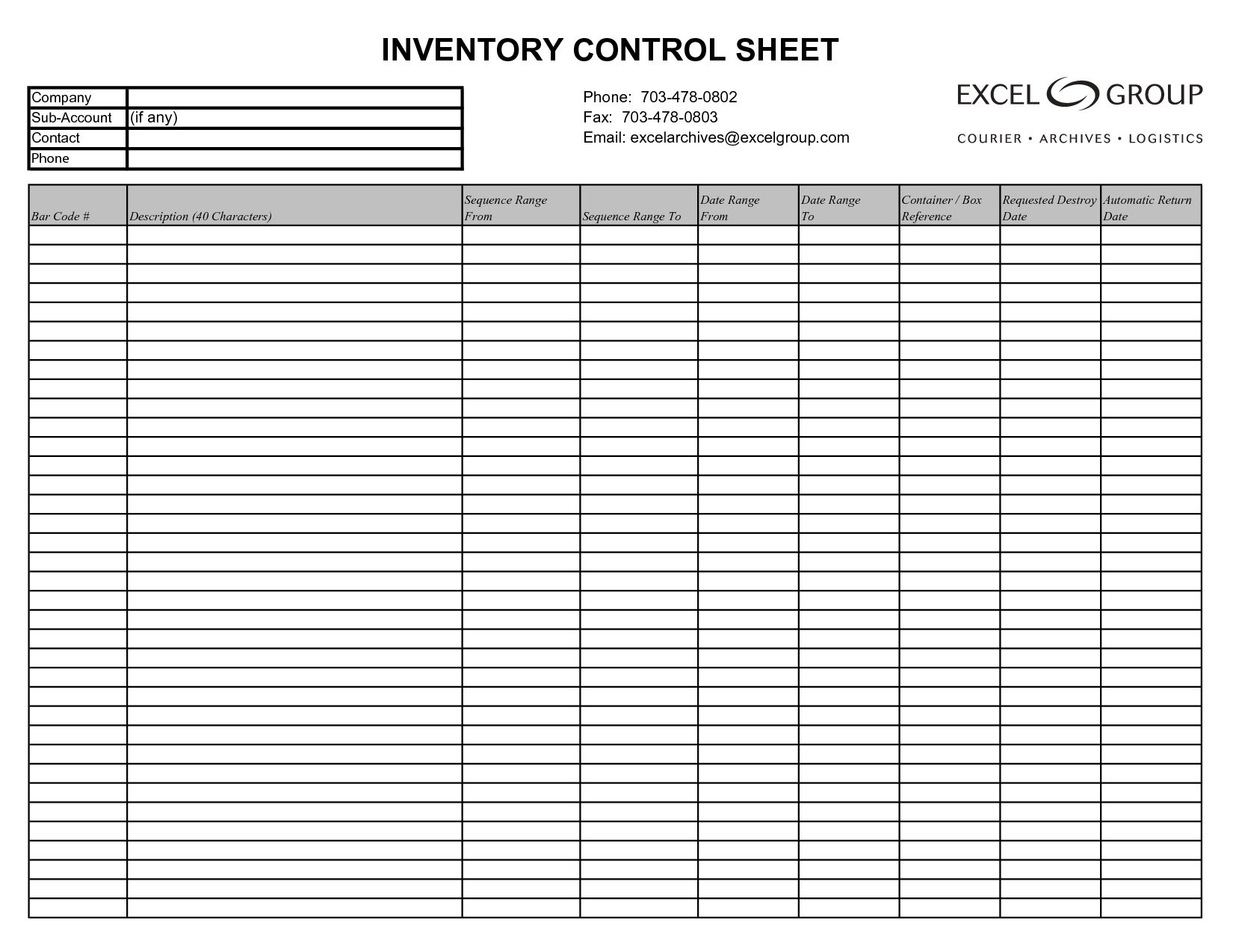 Inventory Control Sheets Free Download Underbergdorfbibco 