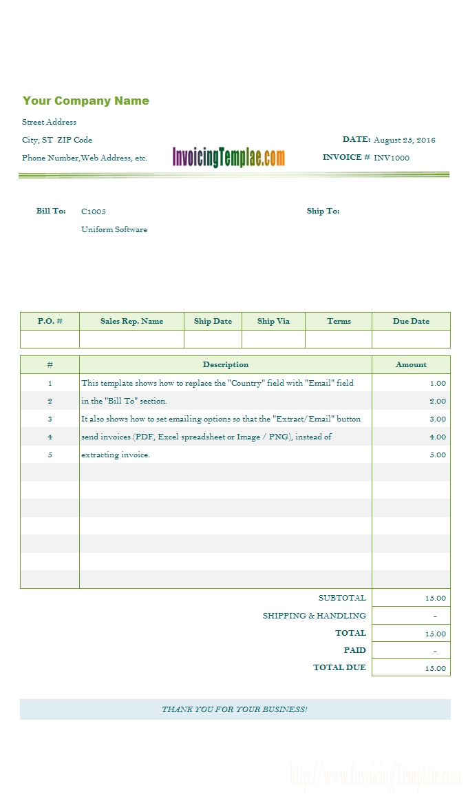 Invoicing Template To Email 