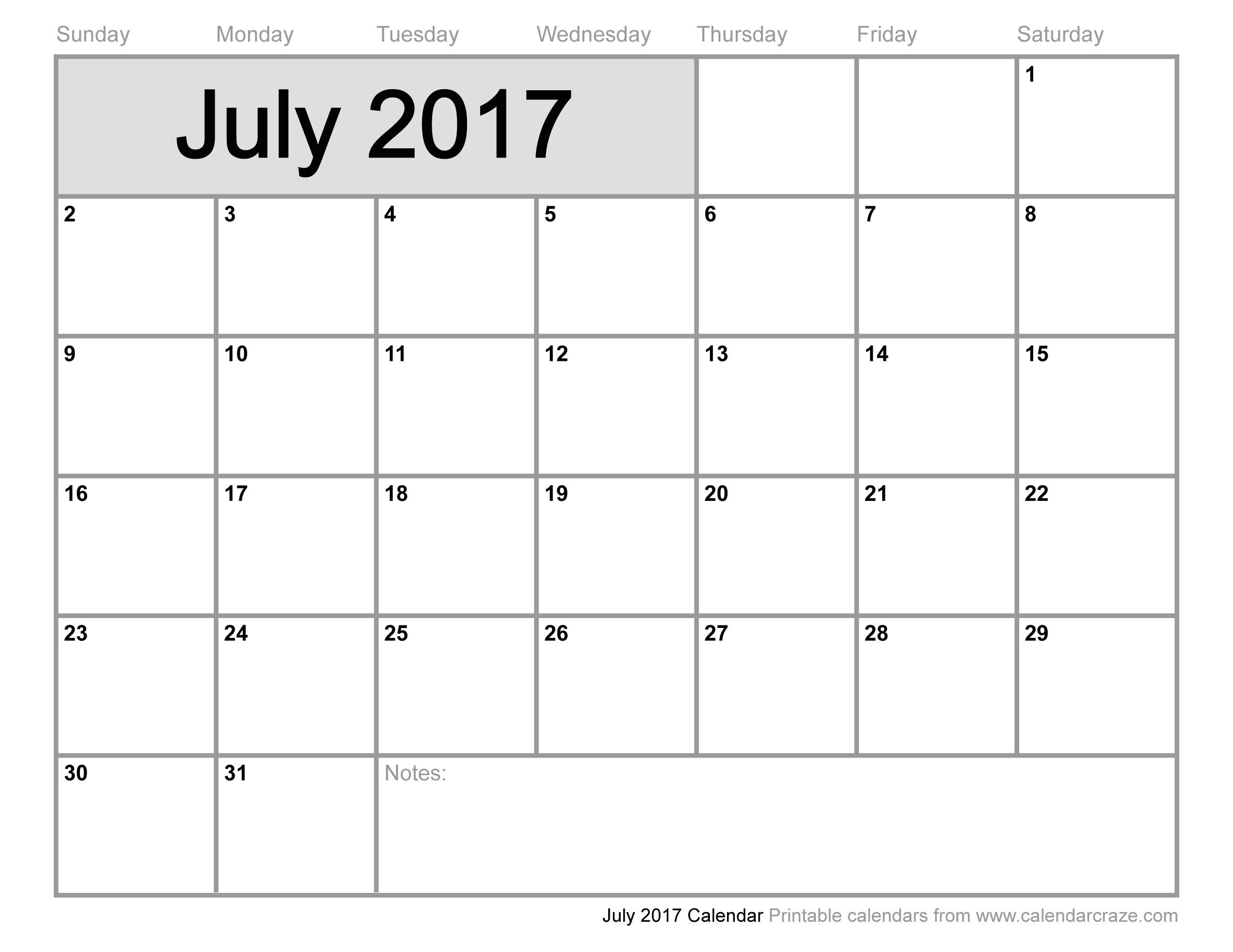 July 2017 Calendar July 2017 Calendar August Calendar 2015