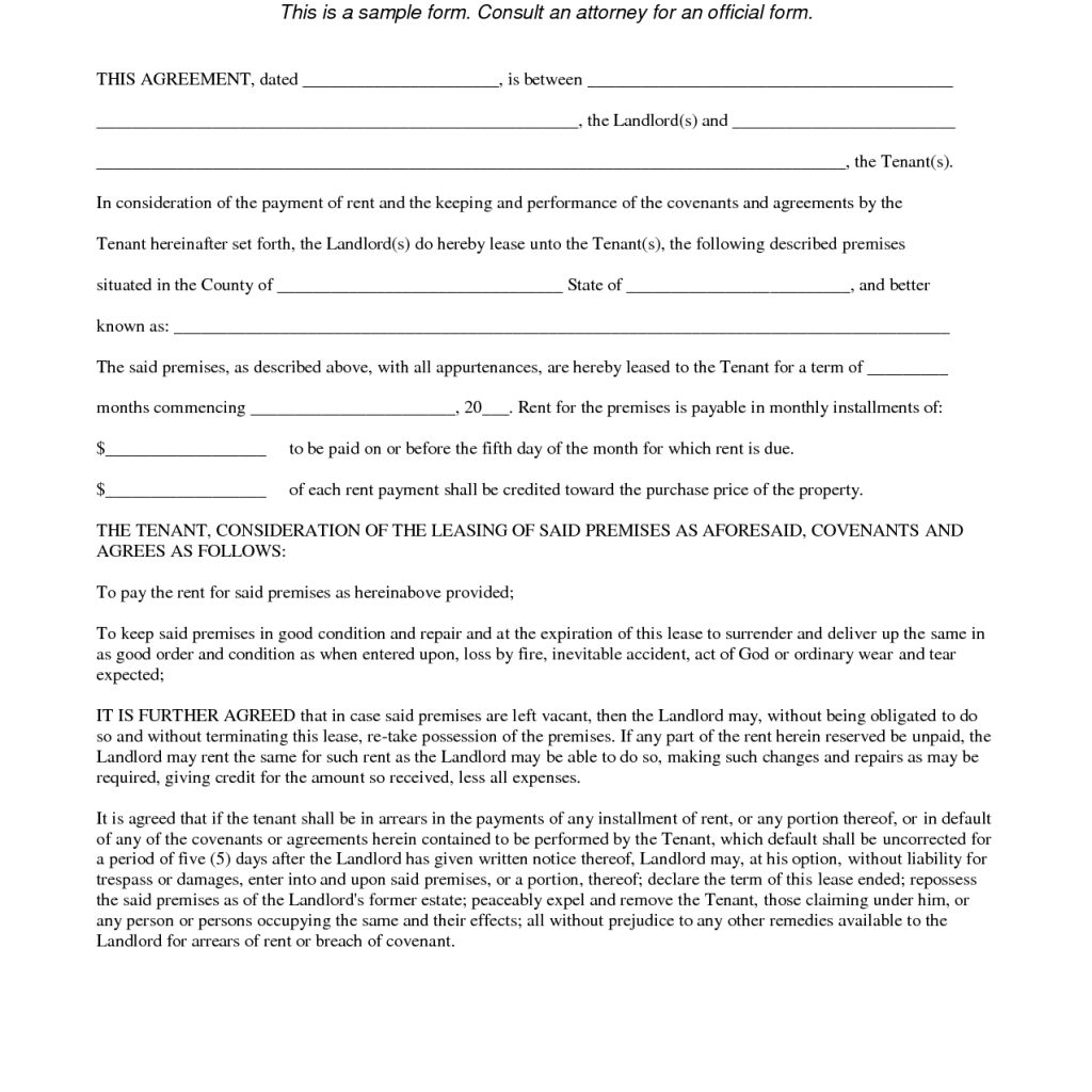 Lease To Own Contract Template Legal Agreement Contract