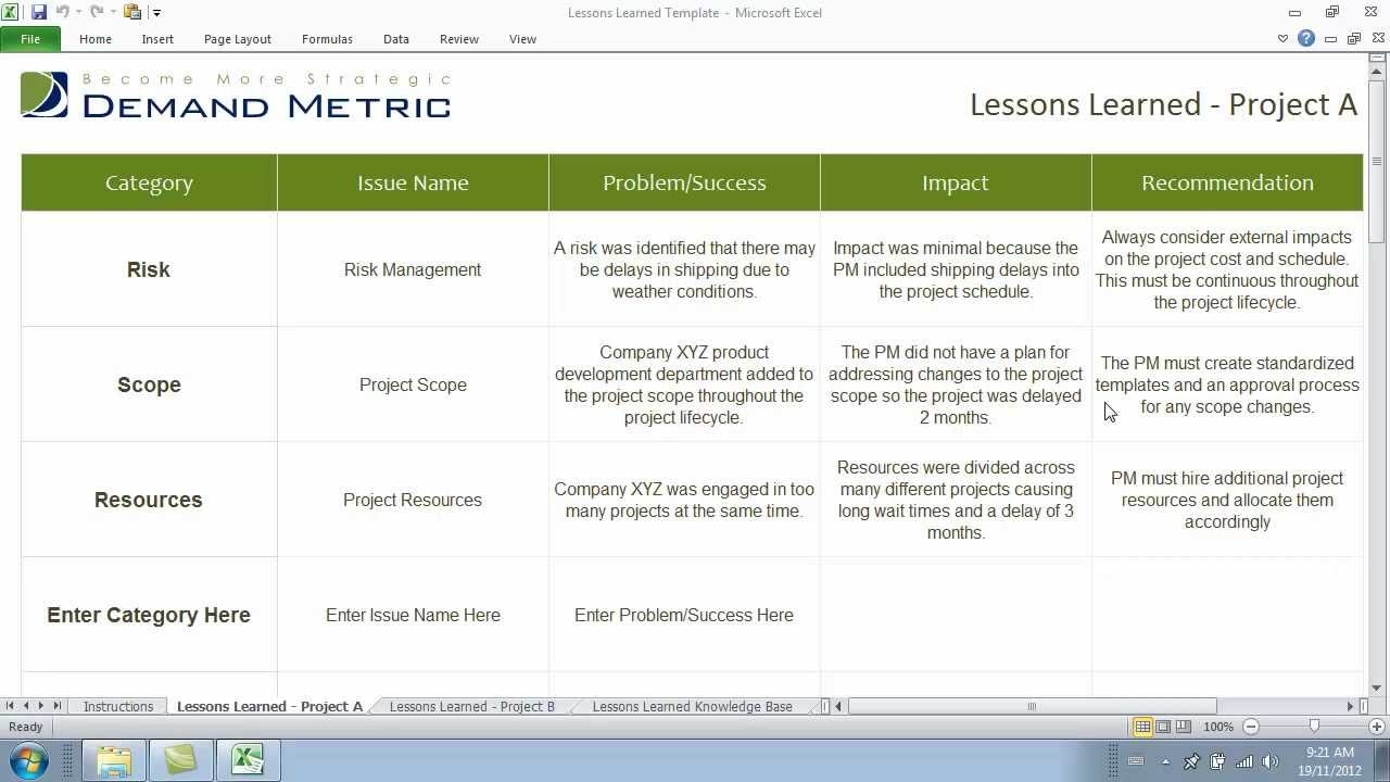 Lessons Learned Template Youtube