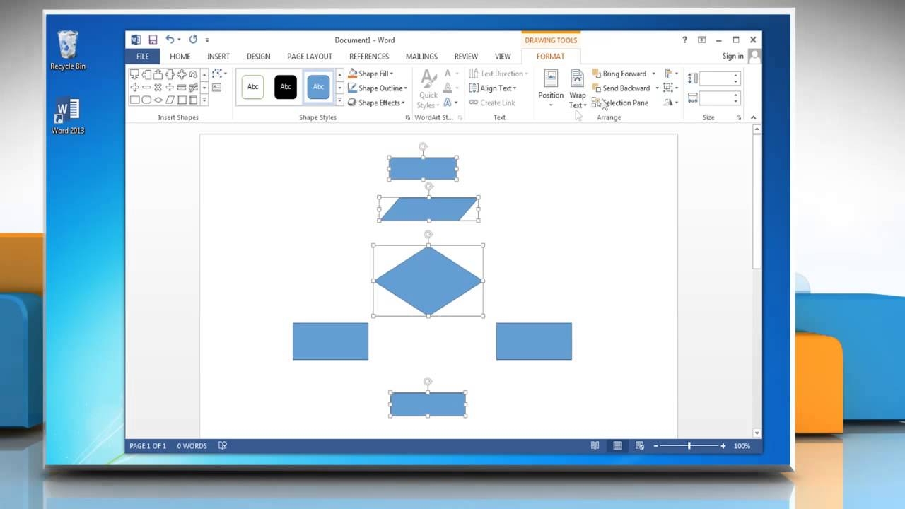 Make A Flowchart In Microsoft Word 2013 Youtube 