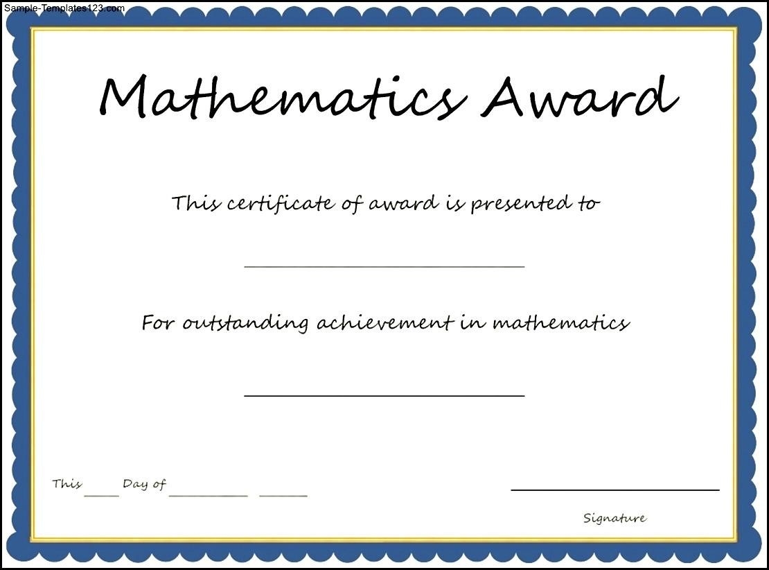 Math Certificate Template Underbergdorfbibco