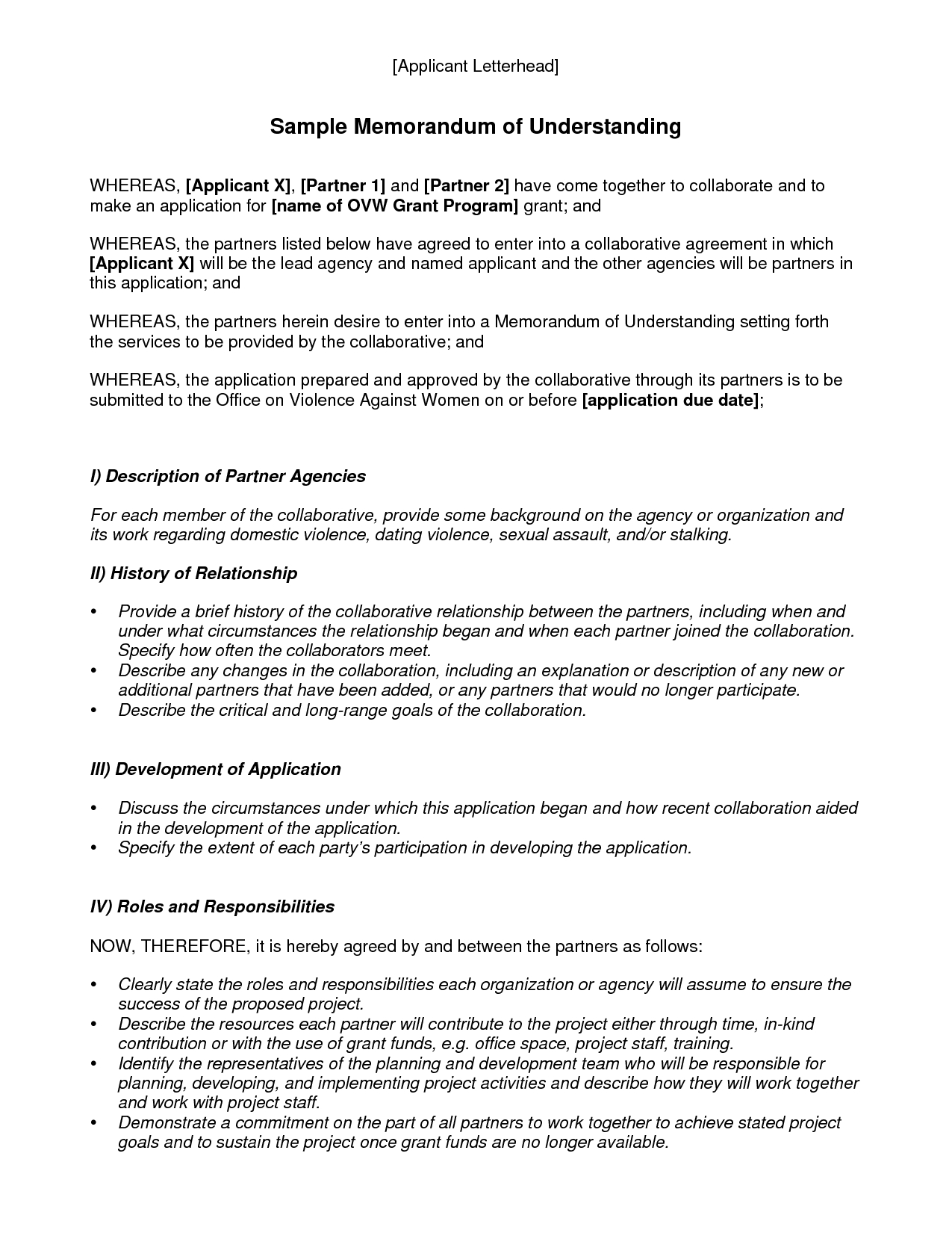 Memorandum Of Understanding Template Best Template Collection 