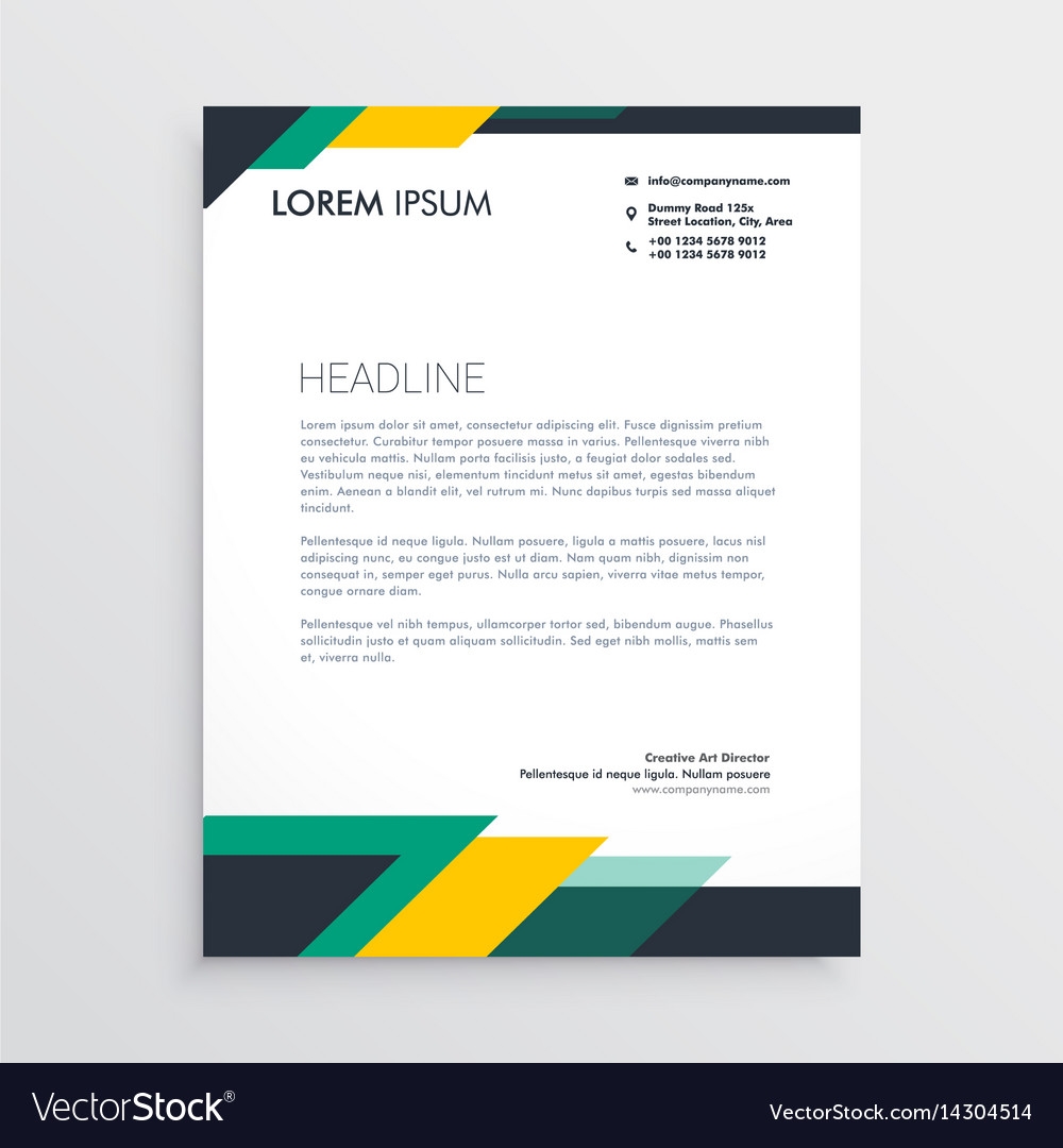 Modern Letterhead Design Template With Geometric Vector Image 