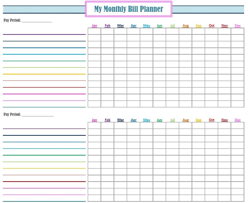 Monthly Bill Log Template Free Printable Monthly Bill Tracker