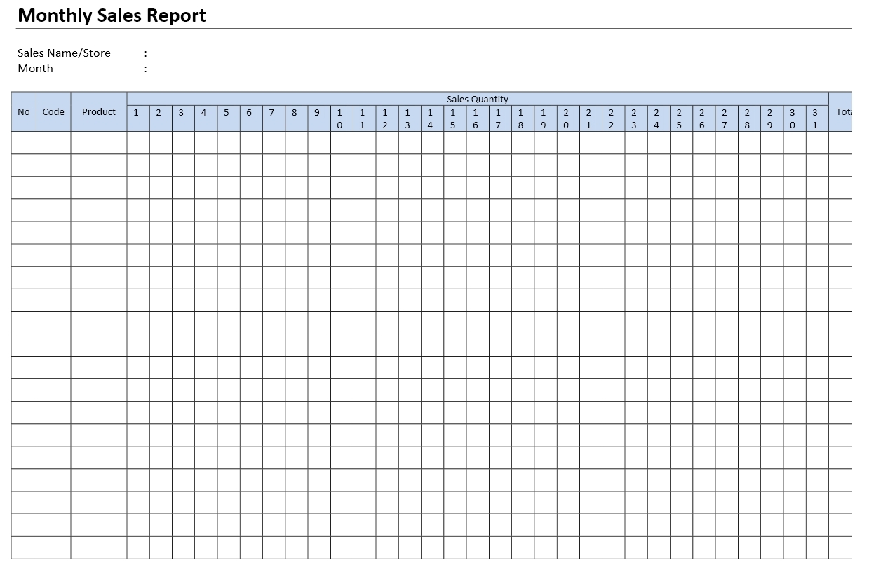 Monthly Sales Report 