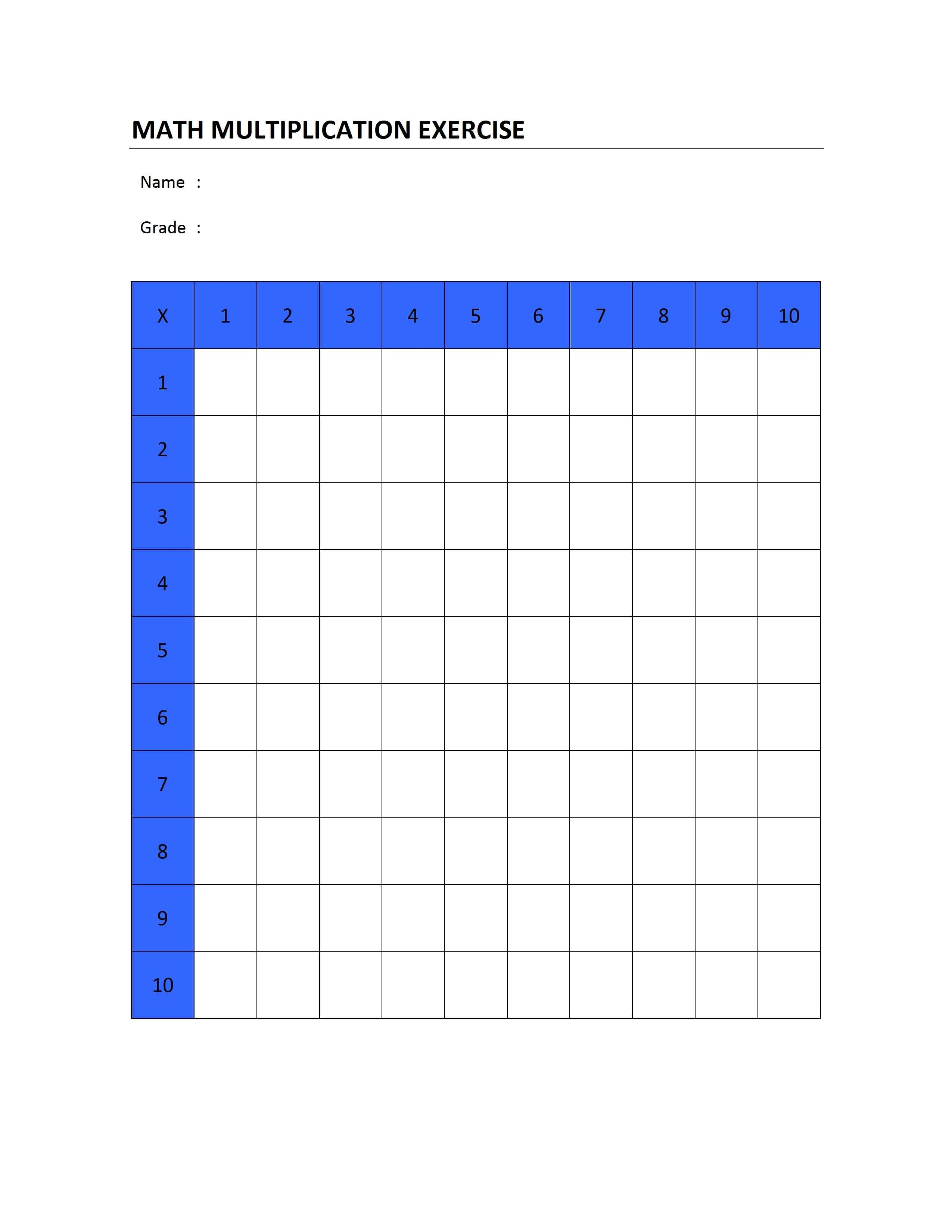 Multiplication Table 