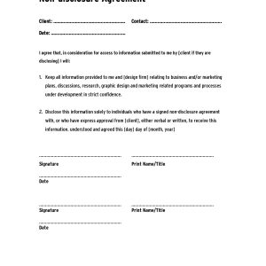 Non Disclosure Agreement Template Confidentiality Agreement