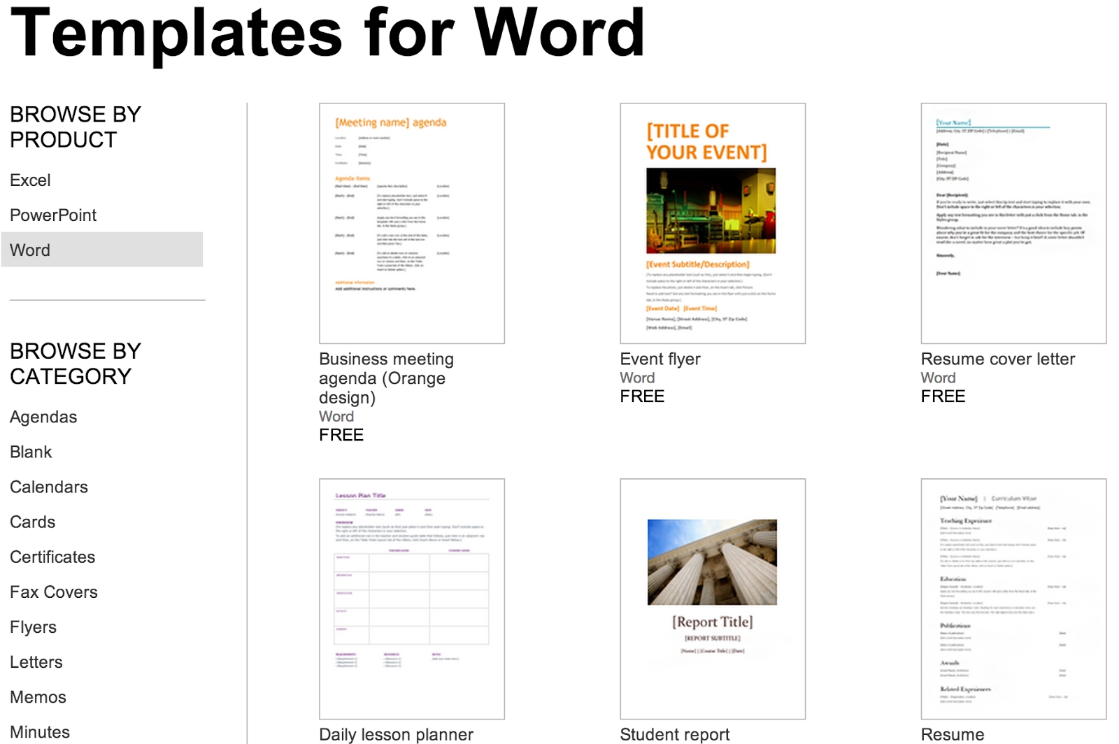 Over 250 Free Microsoft Office Templates Documents 