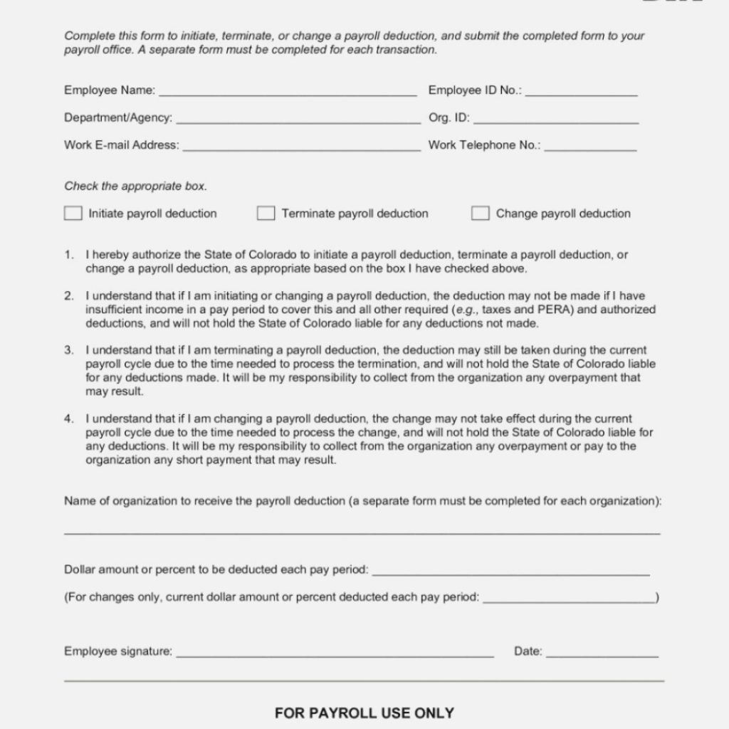 Payroll Deduction Form Template Underbergdorfbibco