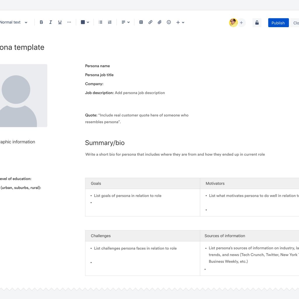 Persona Template Atlassian Documentation