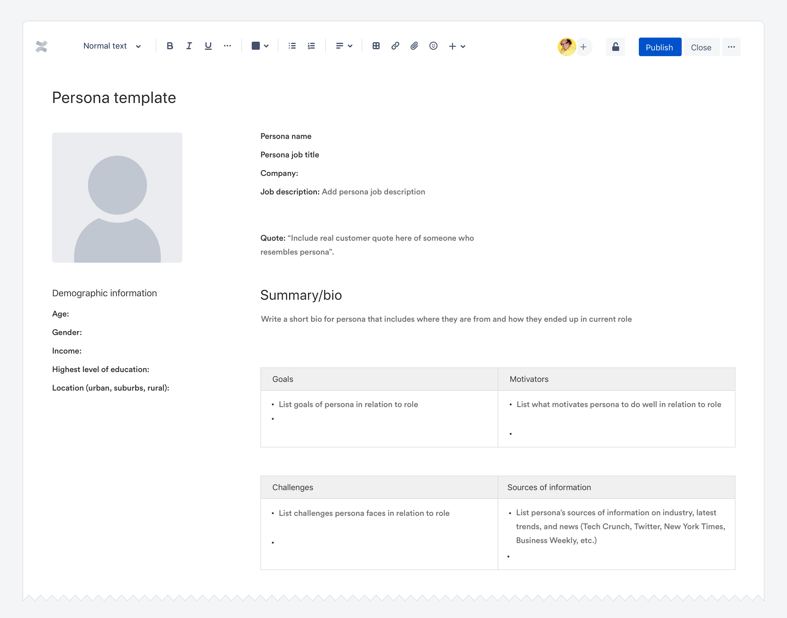 Persona Template Atlassian Documentation 