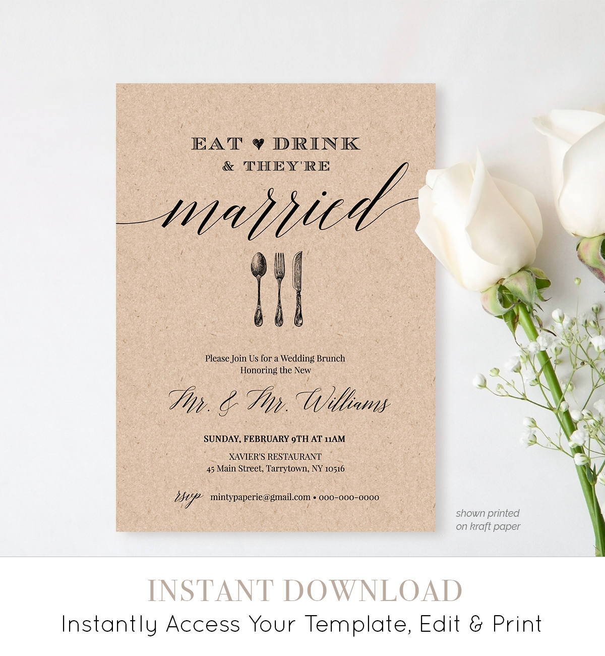 Post Wedding Brunch Invitation Template Printable Brunch Invite Eat