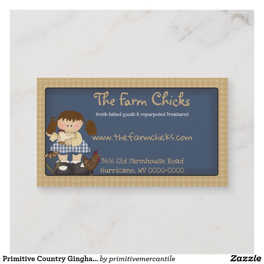 Primitive Country Gingham Business Card Template Zazzle My 