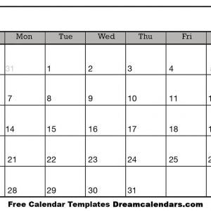 Printable Blank Calendar Dream Calendars