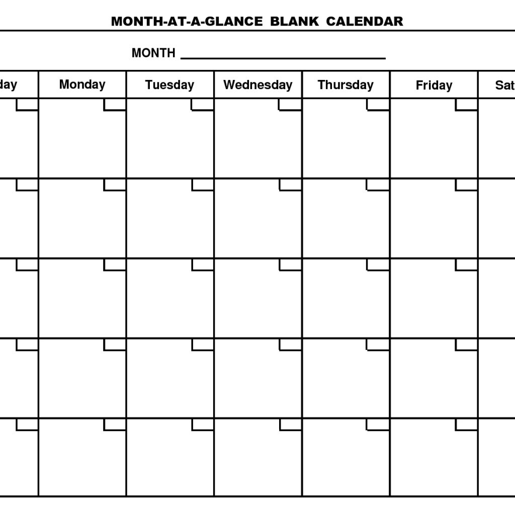 Printable Blank Calendar Template Organizing Blank