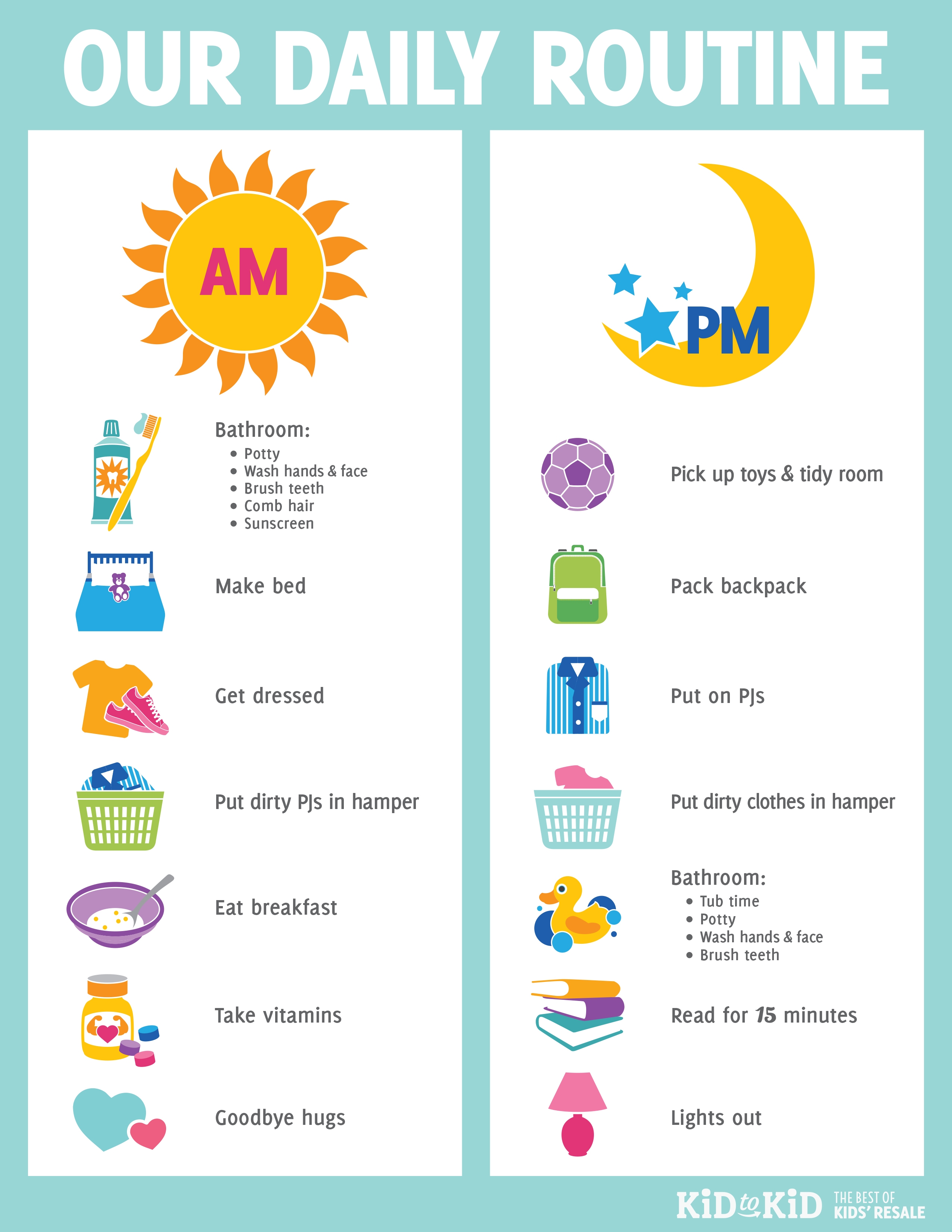 Printable Daily Routine Chart Kid To Kid 