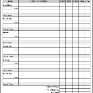 Printable Food And Exercise Log Journal Monthly Calendar Templates