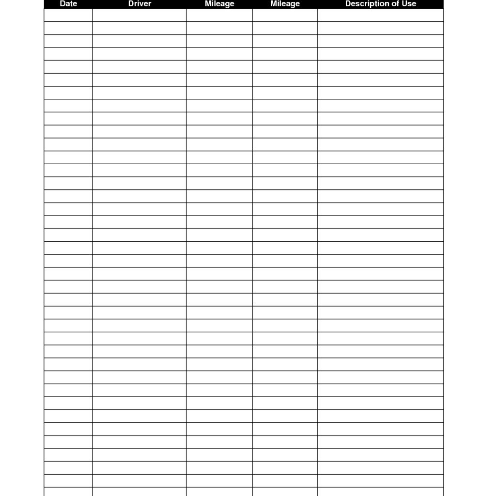 Printable Mileage Log Sheet Template Office Templates Printable