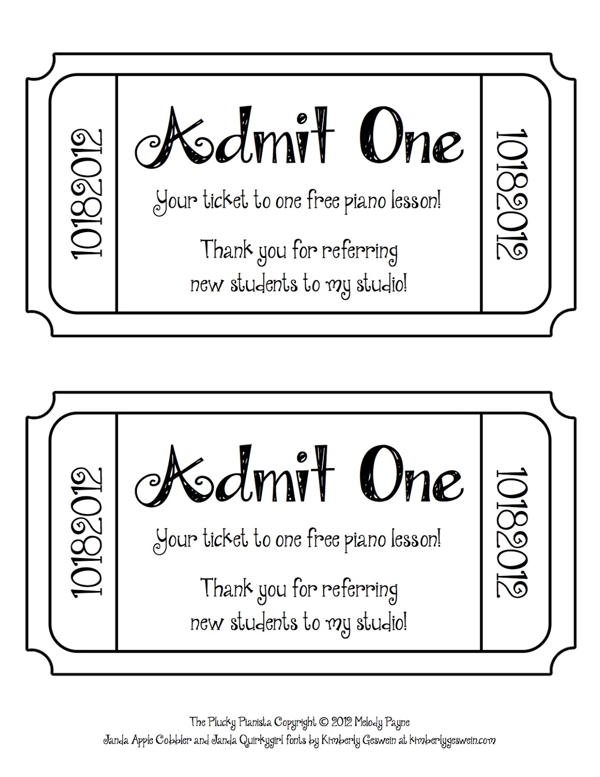 Printable Ticket Template Free Ticket Template Free Ticket Templates 