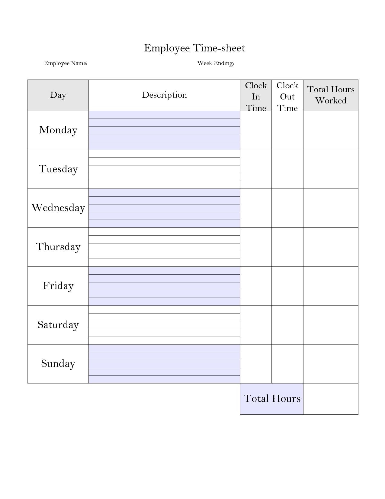 Printable Weekly Employee Time Card Google Search Construction