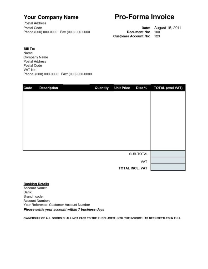 Proforma Invoice For Services Kleobergdorfbibco