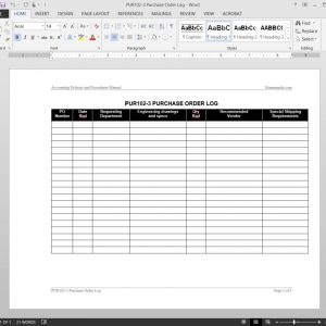 Purchase Order Log Template