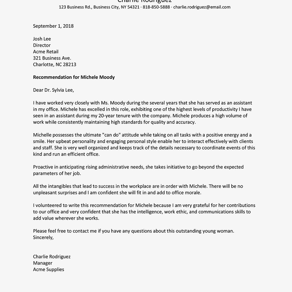 Reference Letter Samples From An Employees Manager