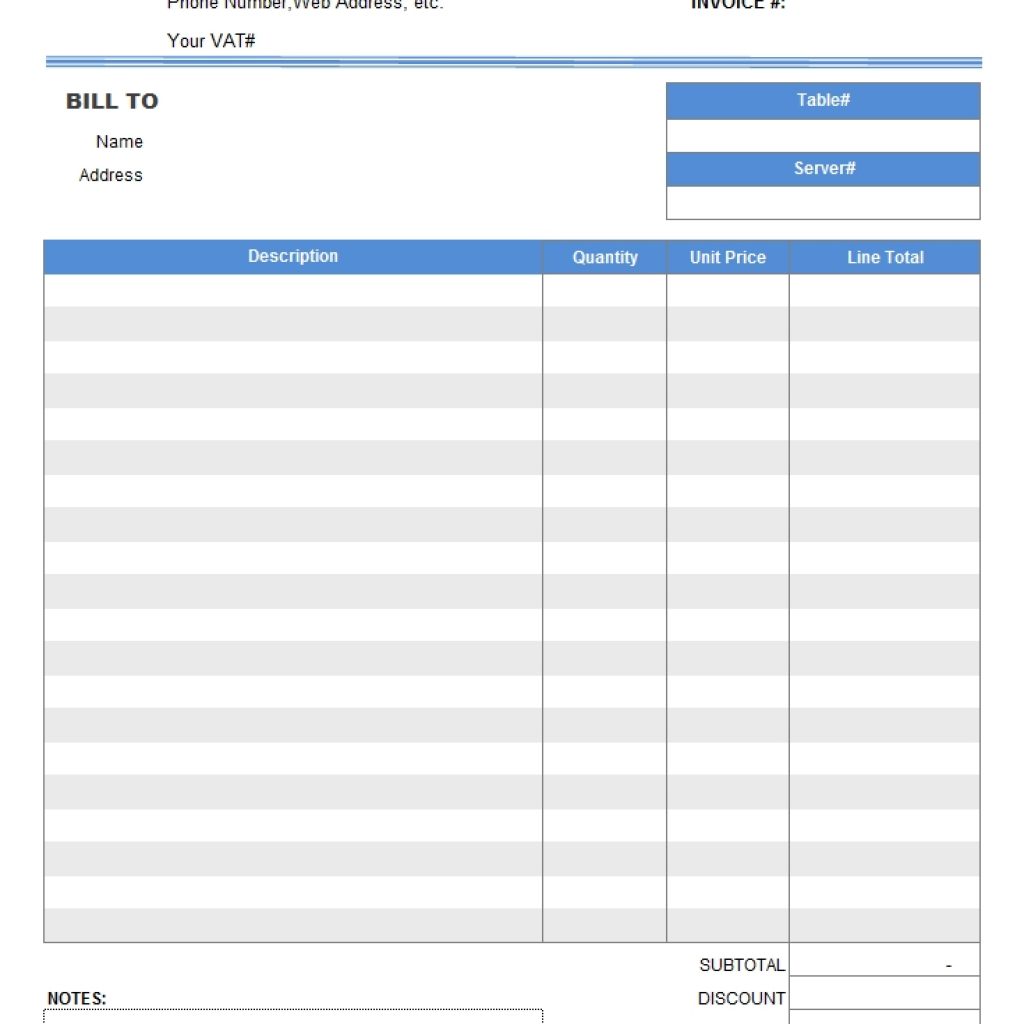 Restaurant Bill Template Canasbergdorfbibco