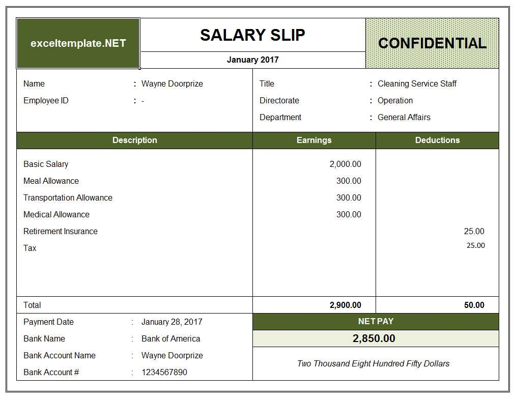 Salary Slip Excel Templates 