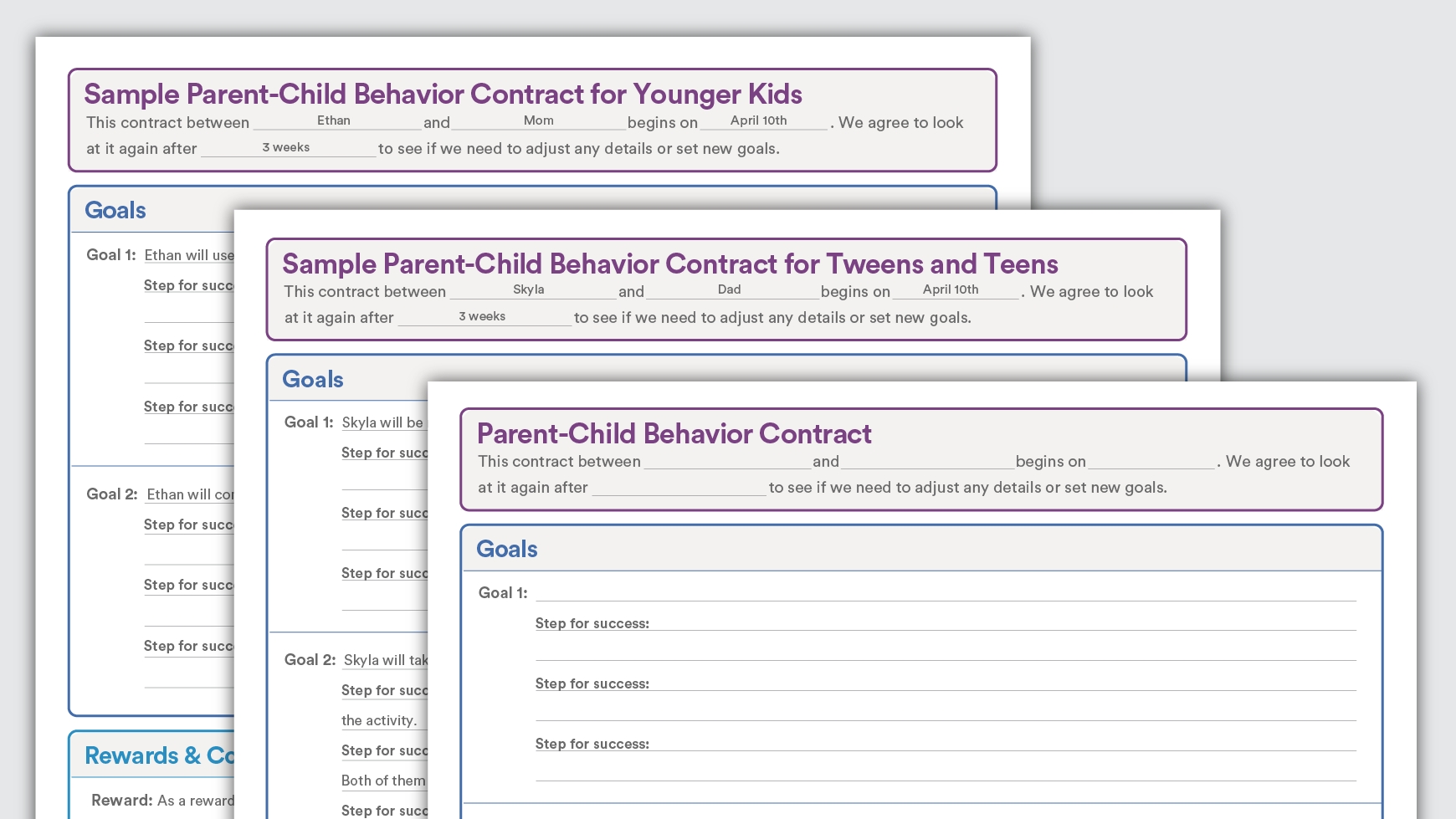 Sample Behavior Contracts Parent Child Behavior Contracts 