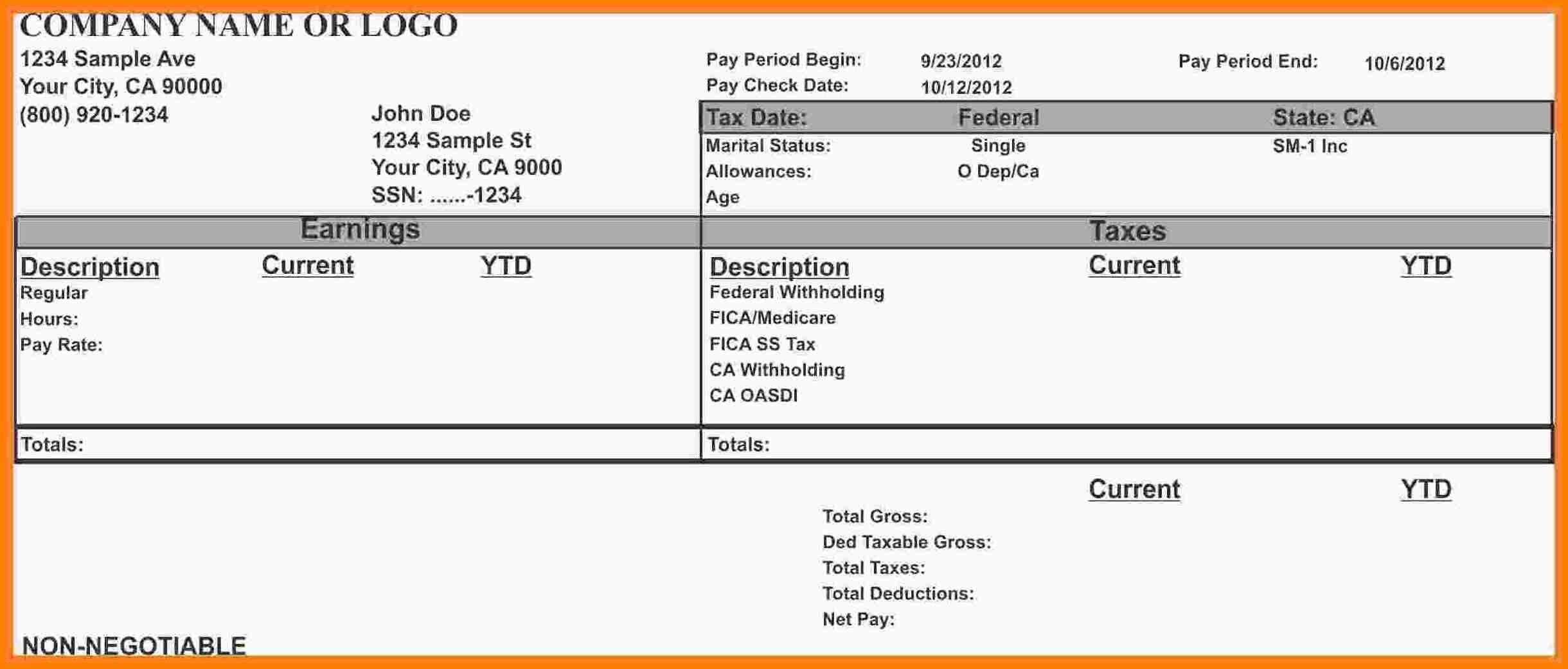 Sample Check Stubs Canasbergdorfbibco