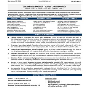 Senior Logistic Management Resume Senior Manager Supply Chain