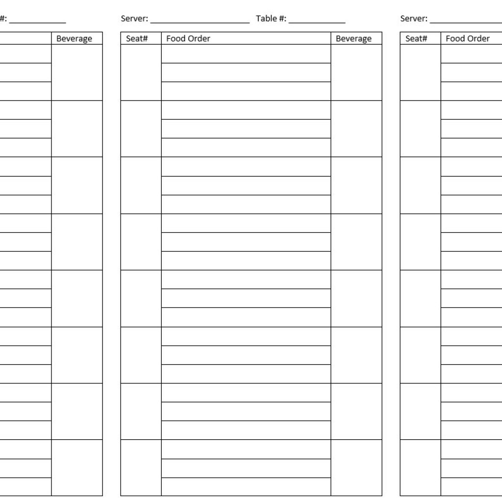 Server Order Pad Templates