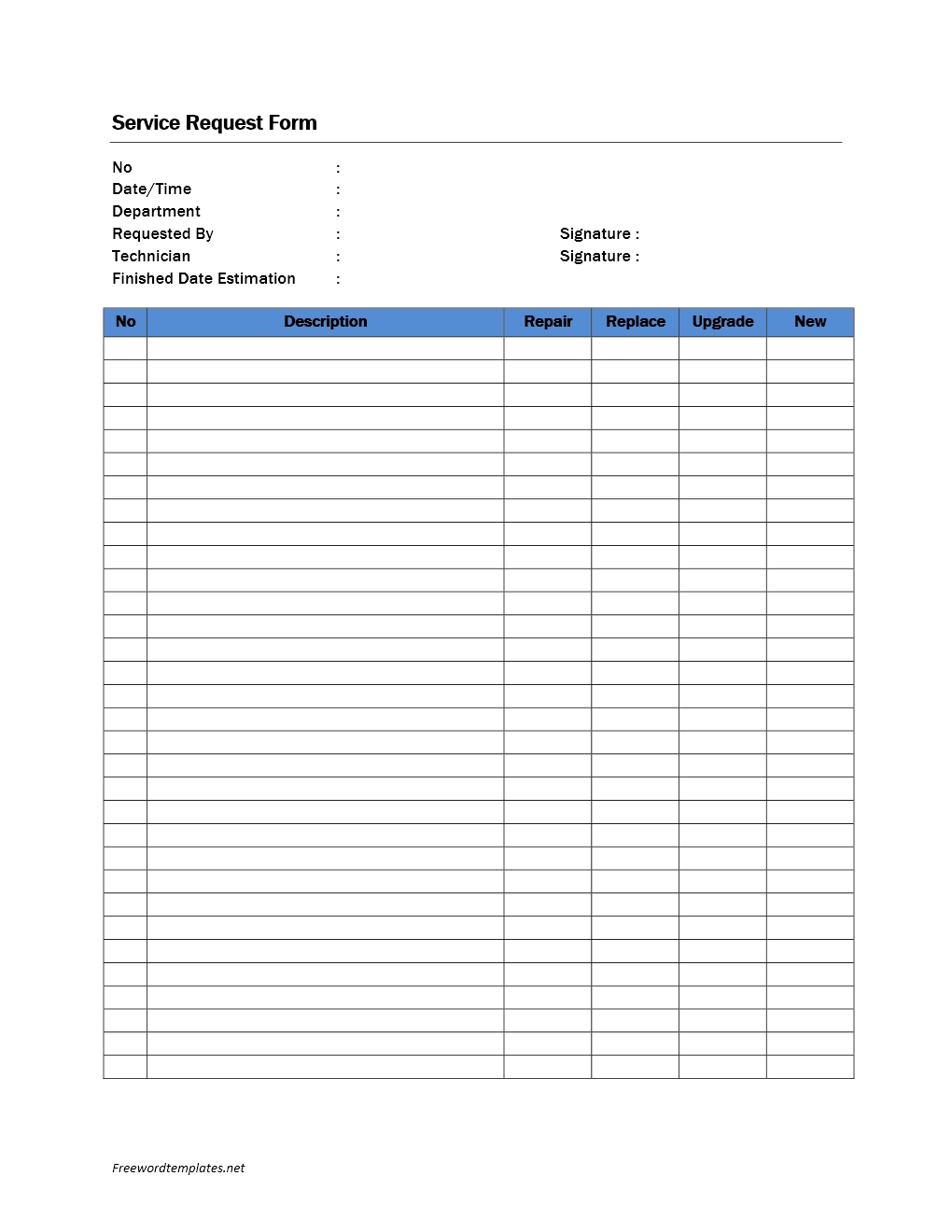 Service Request Form 