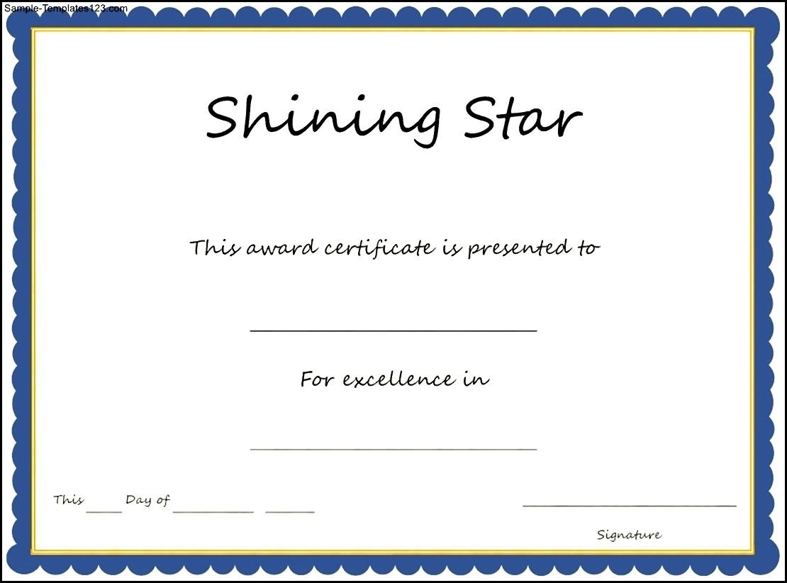 Shining Star Certificate Template Sample Templates Sample Templates 