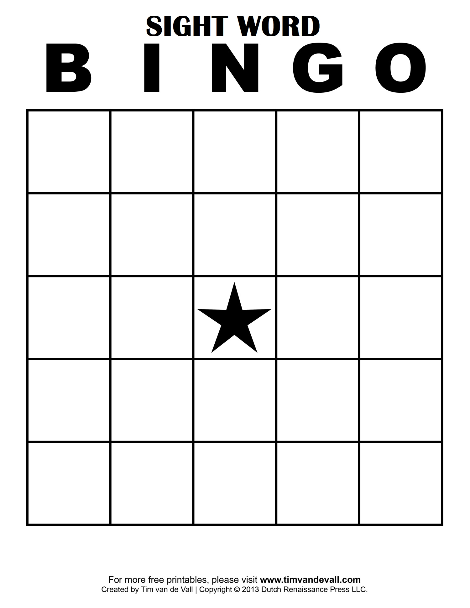 Sight Word Bingo School Classroom Ideas Blank 