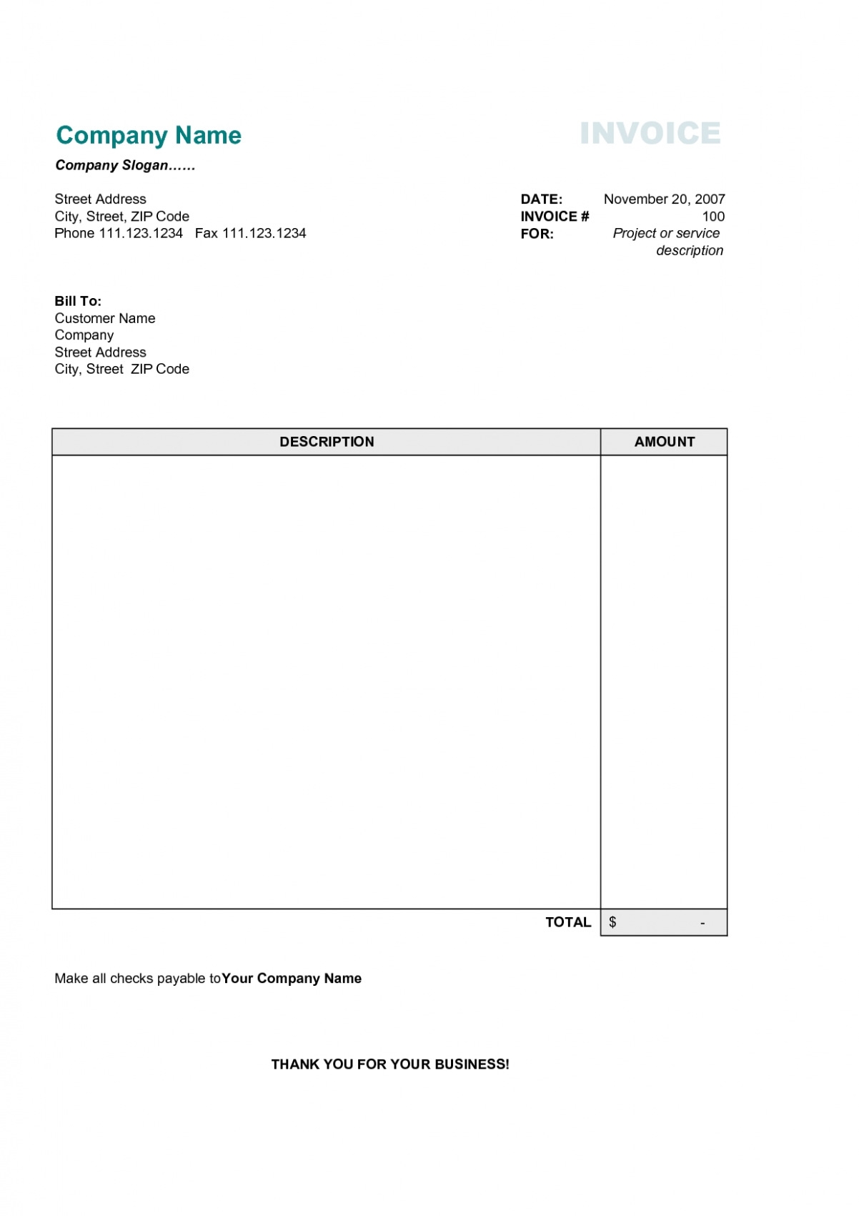 Simple Invoice Format Download Bussiness Template Uk Gst Bill Hotel 