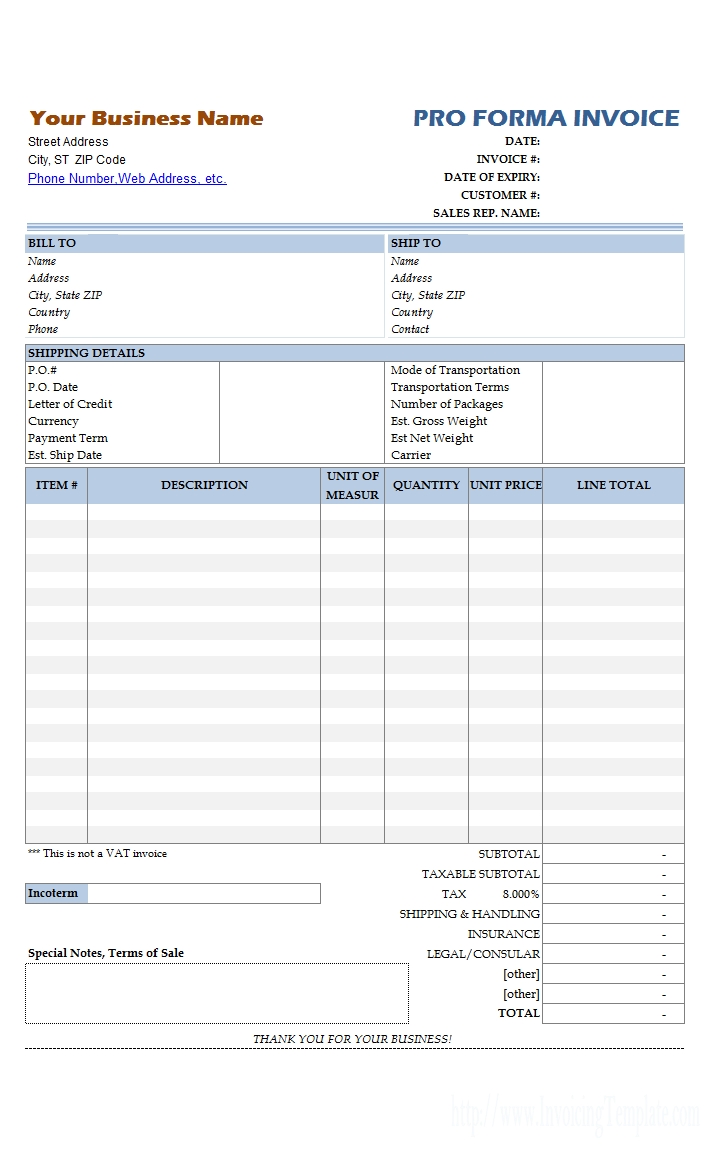 Simple Proforma Invoicing Sample 