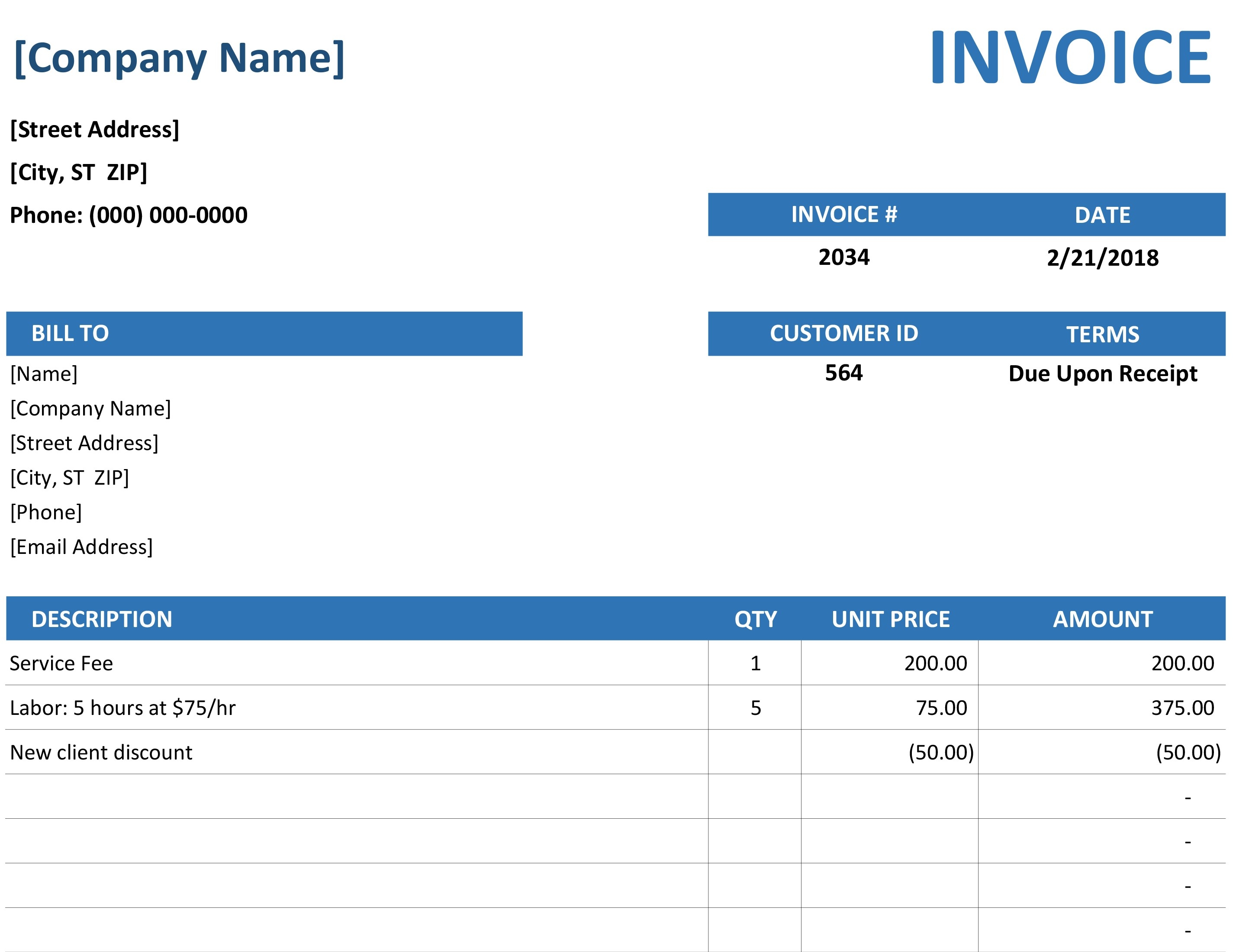 Simple Service Invoice