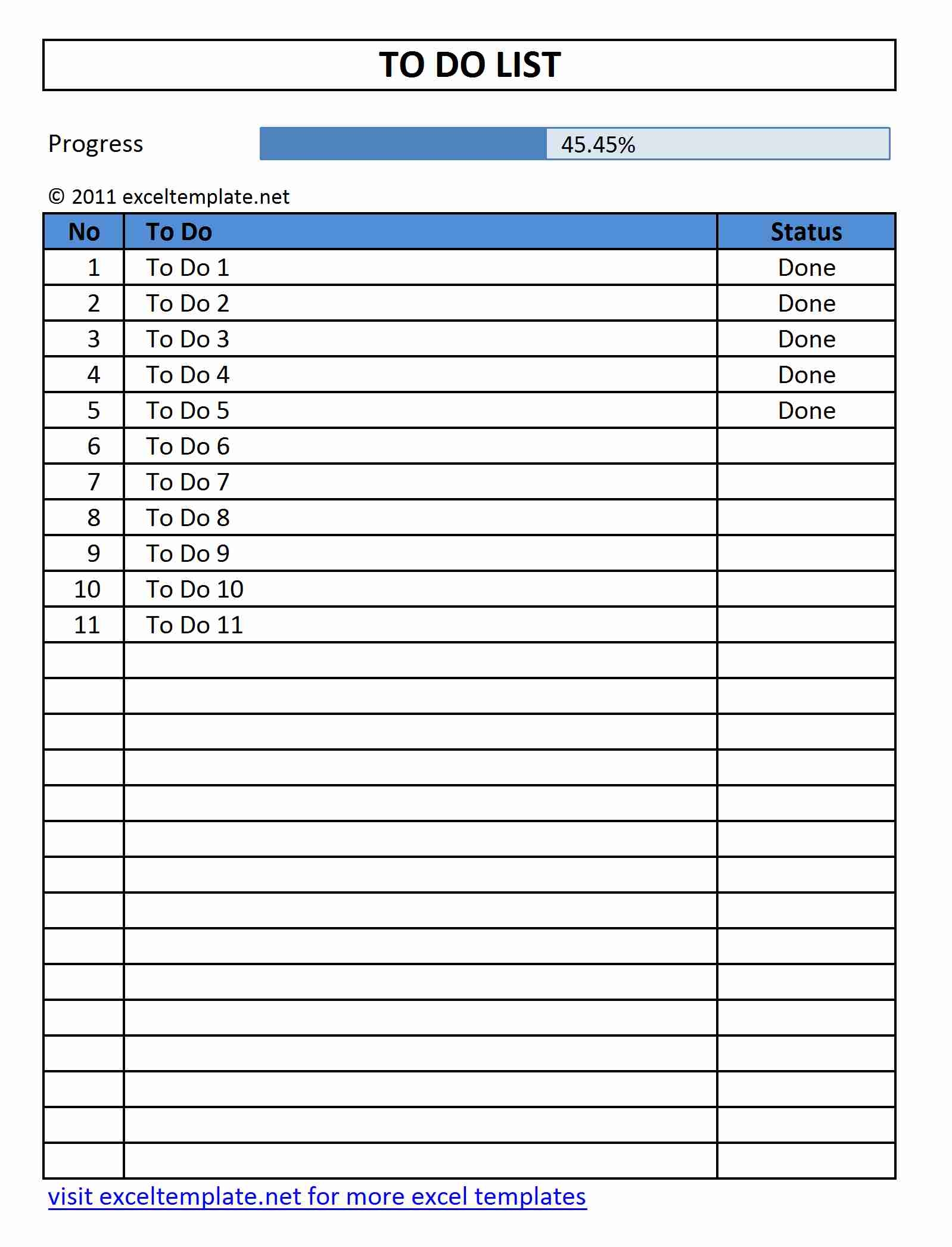 Simple To Do List Excel Templates 