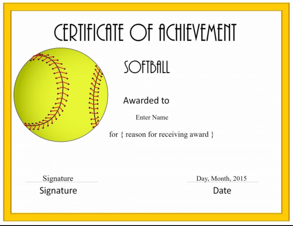 Softball Awards Certificate Template Archives Southbay Robot With