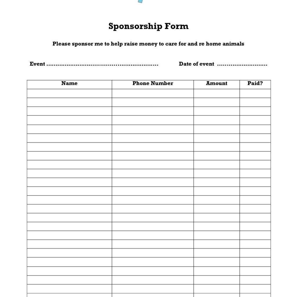 Sponsor Template Free Sponsorship Form Template Adding A Bid Sheet