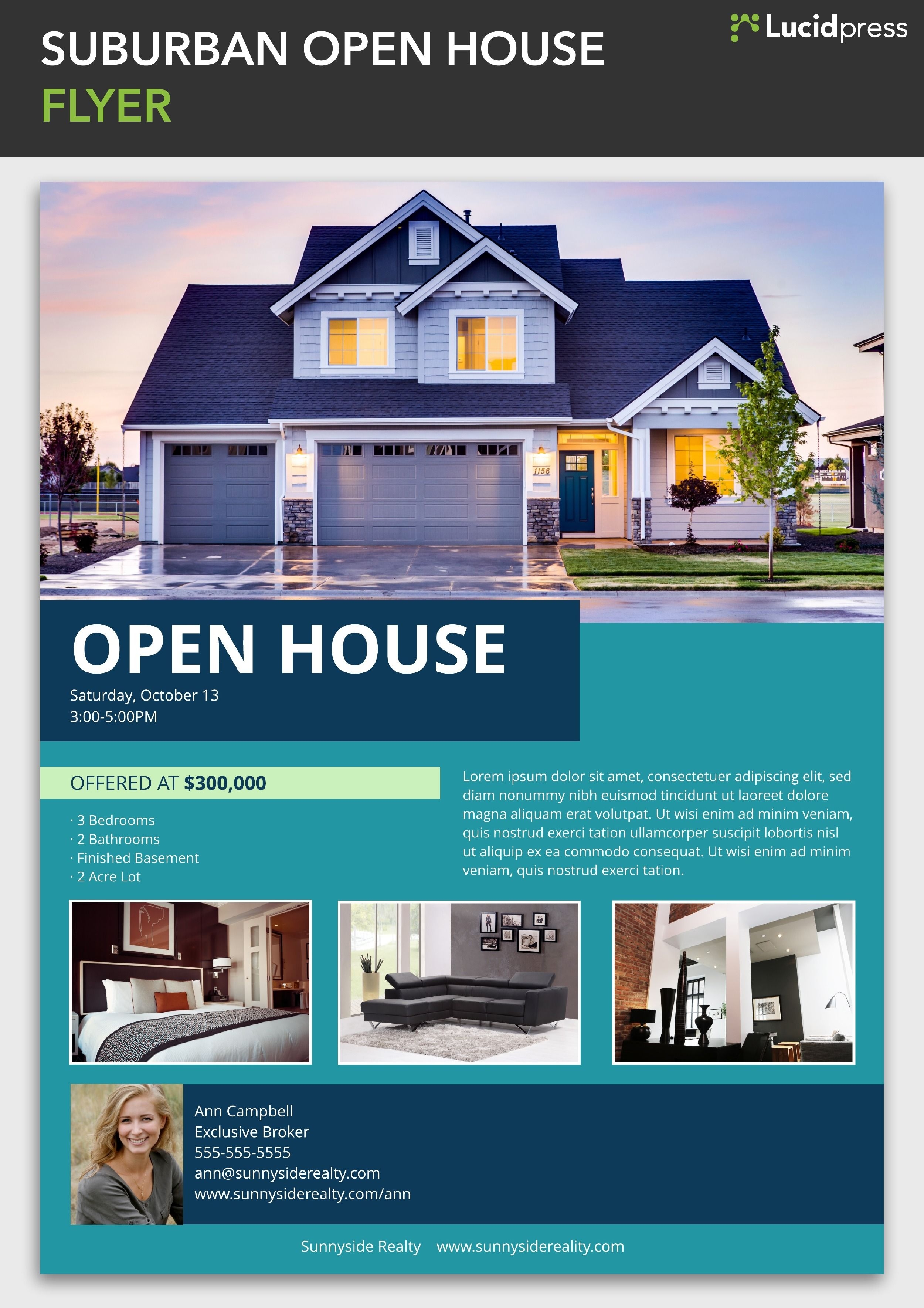 Suburban Open House Flyer Template Real Estate Marketing Ideas 