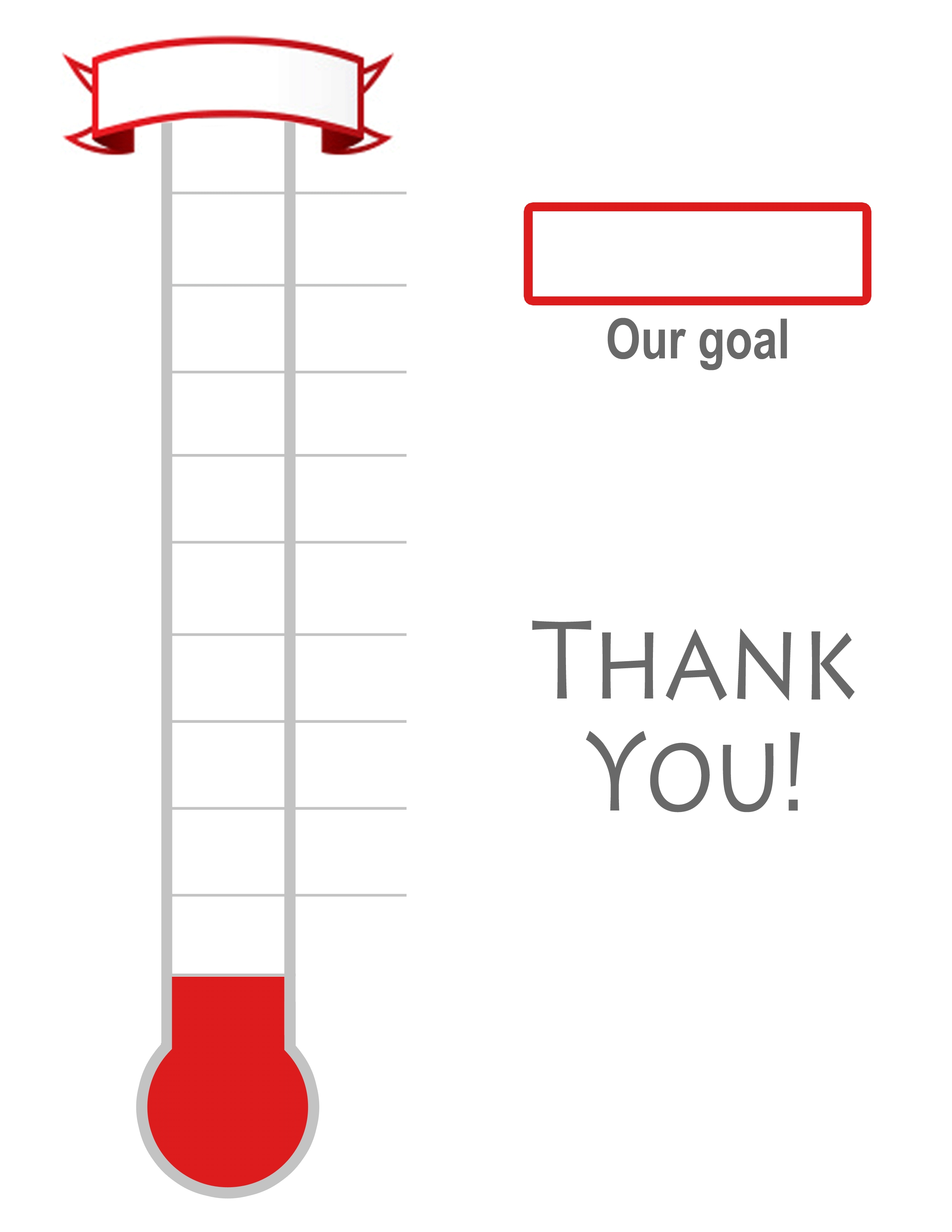 Thermometer Template Fundraising Goal Blank Printable 